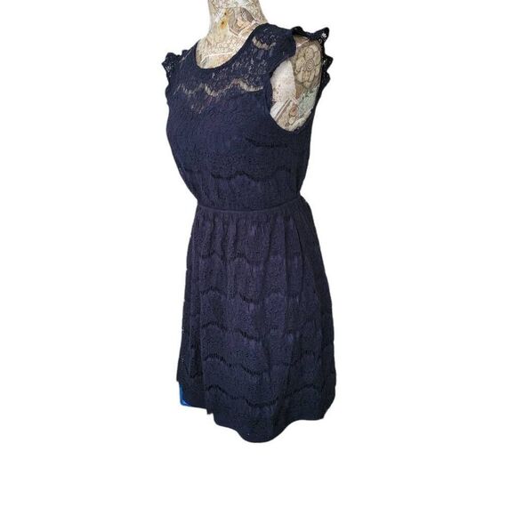 Monteau Blue Lacey Short Feminine Dress - Picture 5 of 8